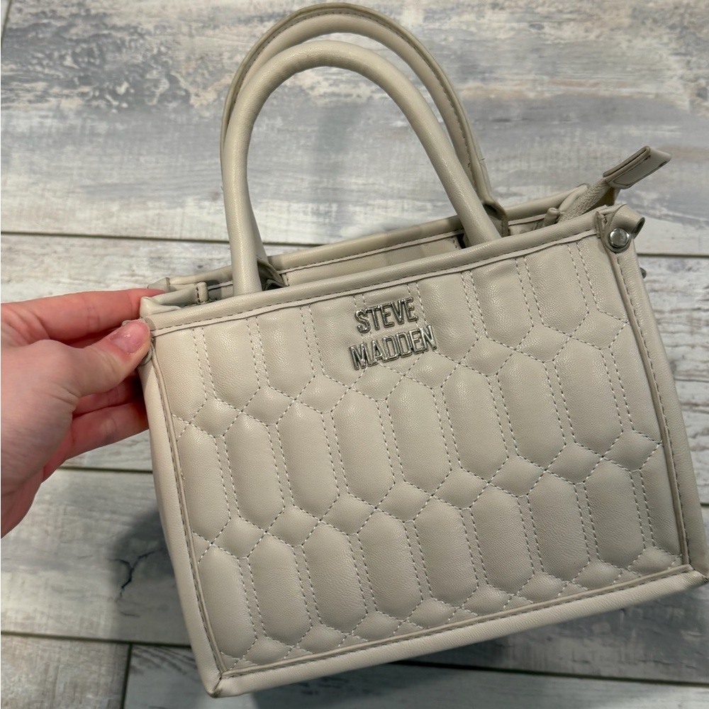 Steve Madden Beige Quilted Mini Tote